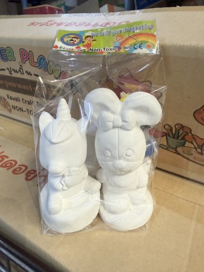 ตุ๊กตาระบายสีปูนปลาสเตอร์ชุด 3 ตัว