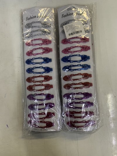 83822#กิ๊บแปะแผงสีกริตเตอร์1*12Pcs 6CM 12ชิ้น/แพ็ค ราคา20บาท