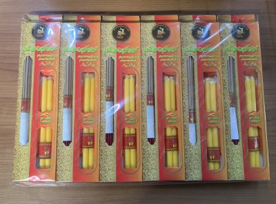 ธูปมงคลจักรวาล 50g "ธูป4เทียน4ทอง3แผ่น" 12ชิ้น/แพ็ค ราคา20บาท