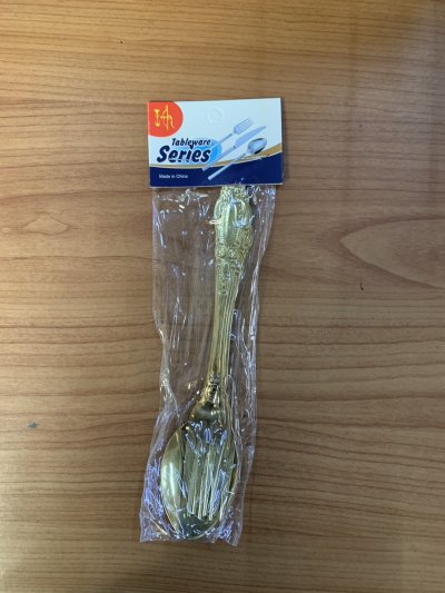 PL-4187#ช้อน+ส้อม สีทอง 12ชิ้น/แพ็ค ราคา20บาท