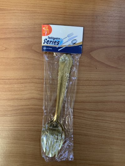 PL-4188#ช้อน+ส้อม สีทอง 12ชิ้น/แพ็ค ราคา20บาท