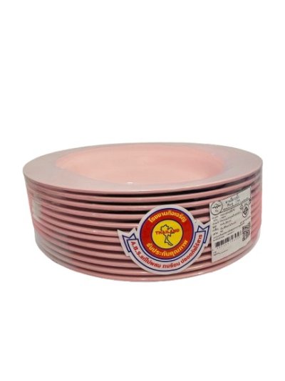 จานลึก 8 นิ้ว สีชมพู 12ชิ้น / โหล ราคา 15 บาท