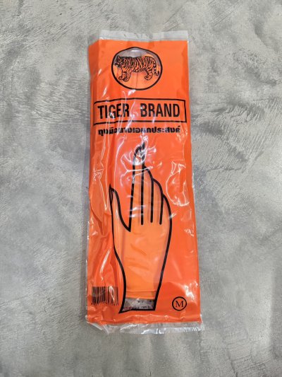 TGB-LTG-ORA-014#ถุงมือแม่บ้านสีส้ม(กล่อง ) -M 12แพ็ค/ โหล ราคา 20 บาท