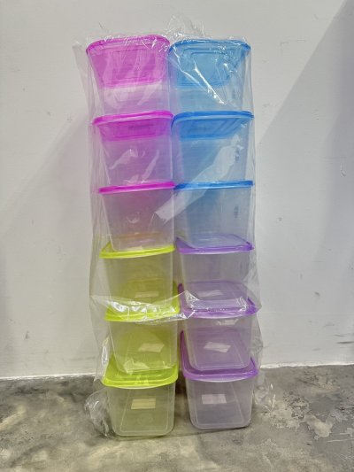 3-1#กล่องเวฟเห้งเจียตัวขาวฝาสี./ชัดเจน 12ชิ้น/ โหล ราคา 20 บาท
