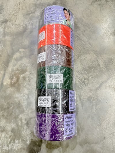 เทปผ้ากาวMax คละ 6สีเข้ม 48 มม.5Y  6ชิ้น/ แพ็ค ราคา 20 บาท