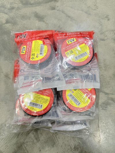 เทปพันสายไฟ TOV 19 มม. *10 หลา  12ชิ้น/ โหล ราคา 20 บาท