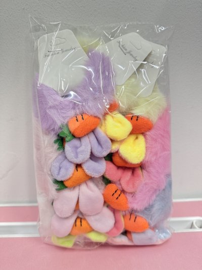 81619#ยางรัดผมขนปุย 8CM คละแบบ 12ชิ้น/ โหล ราคา 20 บาท