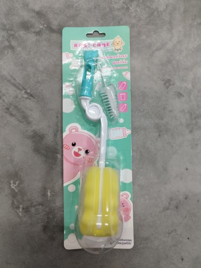 BC-411#แปรงล้างขวดนมหัวฟองน้ำด้ามหมุน 12ชิ้น/แพ็ค ราคา59บาท