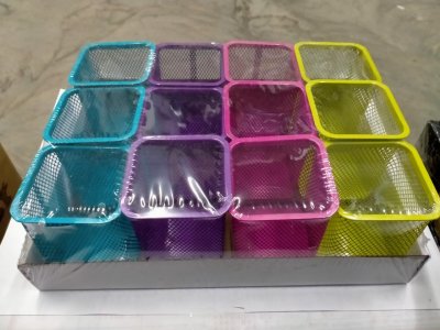 A120-04#ตะกร้าใส่ปากกาเคลือบสี บรรจุ12ชิ้น/แพ็ค ราคา20บาท/ชิ้น