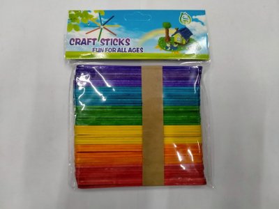 ไม้ไอติม คละสี บรรจุ12ชิ้น/แพ็ค ราคา10บาท/ชิ้น