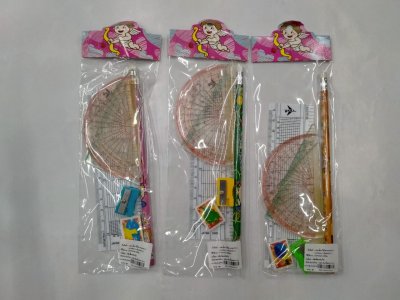 SS56221#ชุดเรขา3ชิ้น+ไม้โปร+กบเหลา+ยางลบ+ดินสอดำ บรรจุ12ชิ้น/แพ็ค ราคา10/ชิ้น