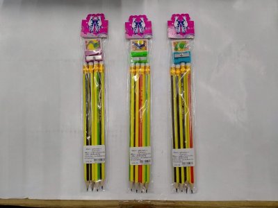 SS56212#ชุดดินสอ HB1*4+ยางลบ+กบ บรรจุ12ชิ้น/แพ็ค ราคา10/ชิ้น