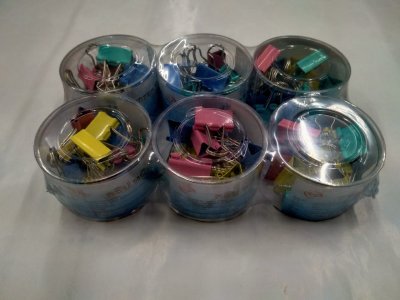 B2177#คลิปกระปุกคละสี 25 มม. บรรจุ12ชิ้น/แพ็ค ราคา20บาท/ชิ้น