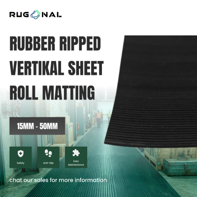 Rubber Ripped Vertikal Sheet roll Matting 4mm x 120cm x 35m, black