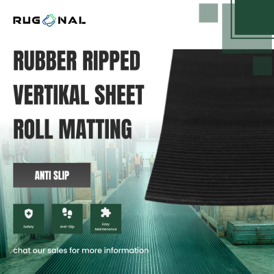 Rubber Ripped Vertikal Sheet roll Matting 4mm x 120cm x 35m, black