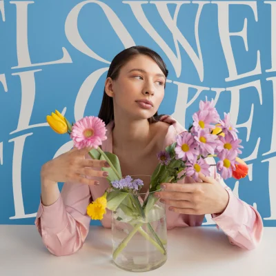 Woman with flower bouquet