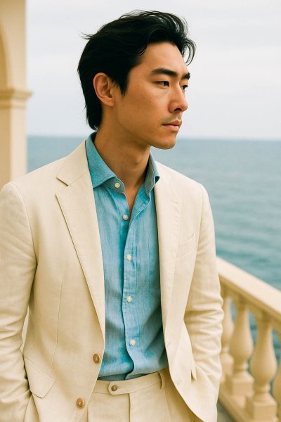 Alessandro Gherardi​ (Italy) -​ Linen​ Shirt  - M (Asia)