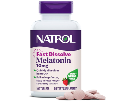 Natrol Fast Dissolve Melatonin 1 / 5 / 10 mg, Melatonin  90 Strawberry- เมลาโทนิน เม็ดอม