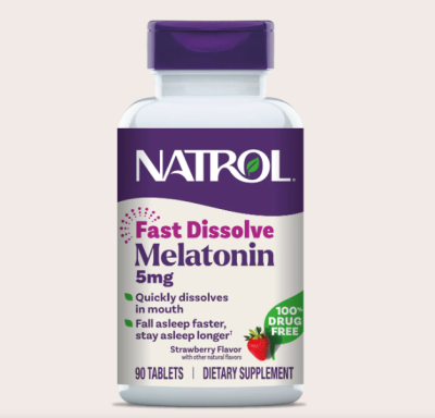 Natrol Fast Dissolve Melatonin 1 / 5 / 10 mg, Melatonin  90 Strawberry- เมลาโทนิน เม็ดอม