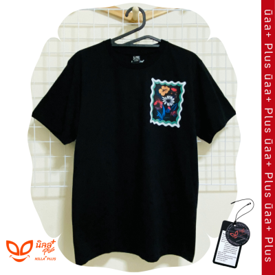 นิลลplus เสื้อยืดคอกลม T-shirt เสื้อยืดพิมพ์ลาย Flower forest ผ้าคอตตอน 100% เสื้อยืดแฟชั่น