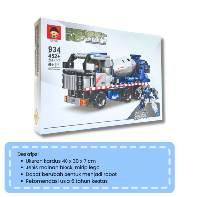 Mainan Anak Brick Edukasi Model Robot Deformasi Truk Konstruksi