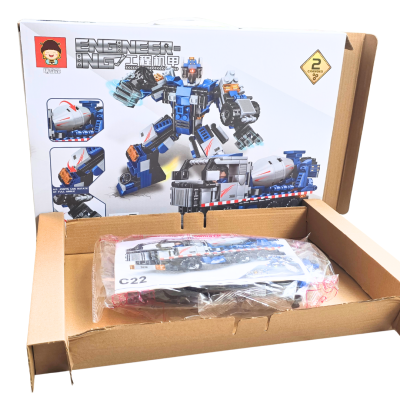 Mainan Anak Brick Berubah Bentuk Model Truk Konstruksi Menjadi Robot