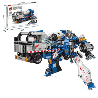 Mainan Anak Brick Berubah Bentuk Model Truk Konstruksi Menjadi Robot