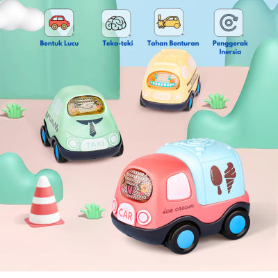 7 Pcs Maianan anak mobil-mobilan inersia model lucu kado hadiah ulang tahun.