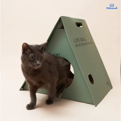 Furry Good Time Green Tent Cat Scratcher ที่ลับเล็บแมวเต็นท์สามเหลี่ยม