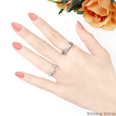 รูปมือ แหวนเพชรคู่ WD340 & WD344 รูปมือ แหวนเพชรคู่ WD340 & WD344