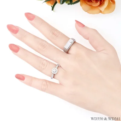 รูปมือ แหวนเพชรคู่ WD350 & WD341 รูปมือ แหวนเพชรคู่ WD350 & WD341