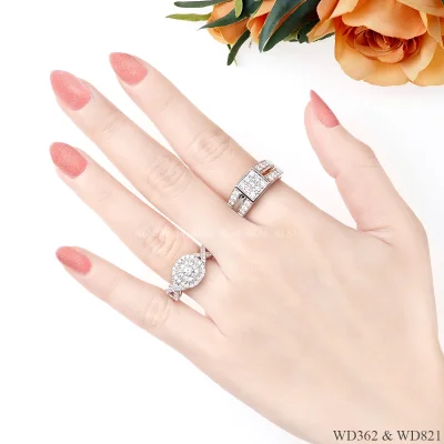 รูปมือ แหวนเพชรคู่ WD362 & WD821 รูปมือ แหวนเพชรคู่ WD362 & WD821