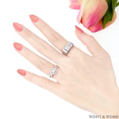 รูปมือ แหวนเพชรคู่ WD457 & WD409 รูปมือ แหวนเพชรคู่ WD457 & WD409