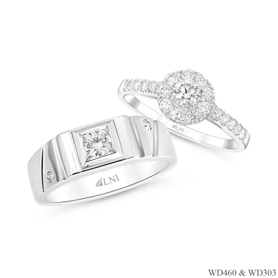 แหวนเพชรคู่ WD460 & WD303 แหวนเพชรคู่ WD460 & WD303