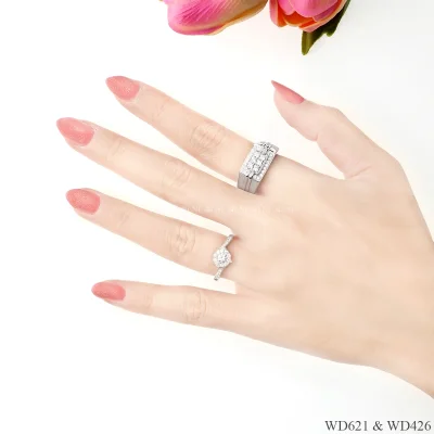 รูปมือ แหวนเพชรคู่ WD621 & WD426 รูปมือ แหวนเพชรคู่ WD621 & WD426