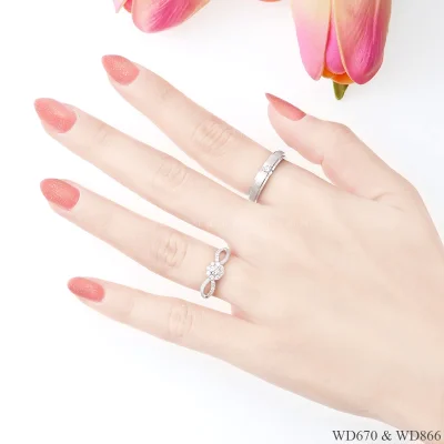 รูปมือ แหวนเพชรคู่ WD670 & WD866 รูปมือ แหวนเพชรคู่ WD670 & WD866