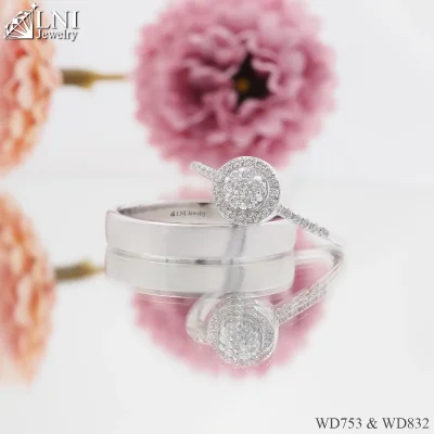 แหวนเพชรคู่ WD753 & WD832 แหวนเพชรคู่ WD753 & WD832