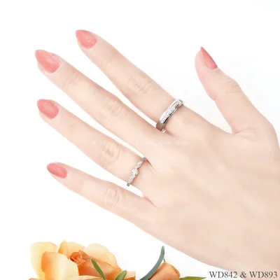 รูปมือ แหวนเพชรคู่ WD842 & WD893 รูปมือ แหวนเพชรคู่ WD842 & WD893