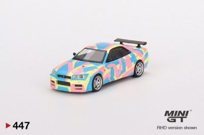 Nissan Skyline GT-R (R34)V-Spec ll MINI GT Digital Camouflage Yellow