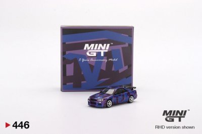 Nissan Skyline GT-R (R34) V-Spec II MINI GT Digital Camouflage Purple