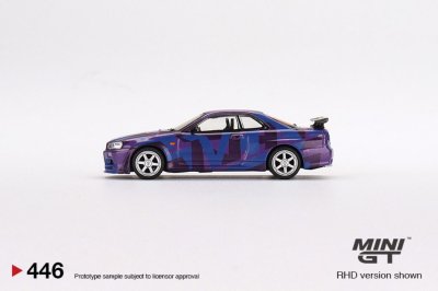 Nissan Skyline GT-R (R34) V-Spec II MINI GT Digital Camouflage Purple