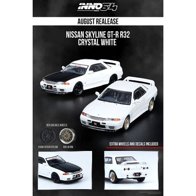 NISSAN SKYLINE GT-R (R32) Crystal White With Extra Wheels and Extra decals