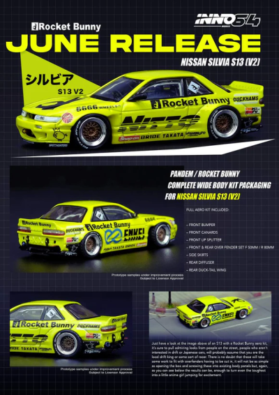 Nissan Silvia S13 ROCKET BUNNY V2 Light Yellow