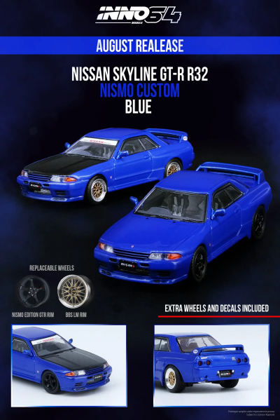 Nissan Skyline GT-R (R32) Blue With Extra Wheels and Extra Decals