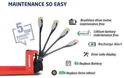 รถแฮนด์ลิฟท์ไฟฟ้า รับน้ำหนักได้ 2 ตัน แบตเตอรี่ลิเธียม