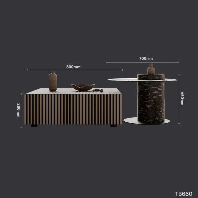 โต๊ะกลาง TB660 Dim L80xW80xH28 cm + L70xW70xH45 cm 1 Set