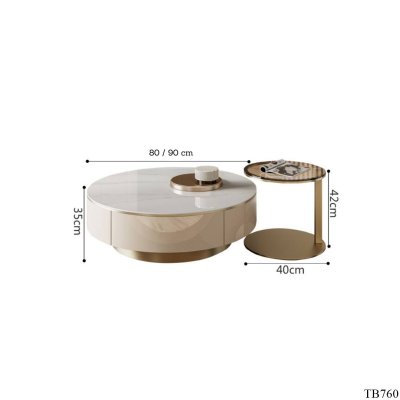 โต๊ะกลาง TB760 Dim L80xW80xH35 cm + L40xH42 cm