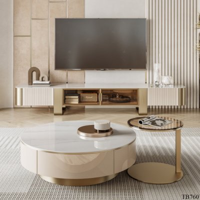 โต๊ะกลาง TB760 Dim L80xW80xH35 cm + L40xH42 cm