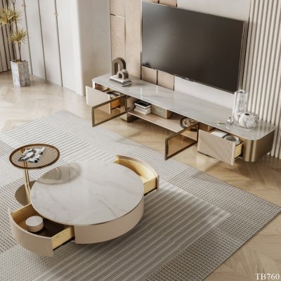 โต๊ะกลาง TB760 Dim L80xW80xH35 cm + L40xH42 cm