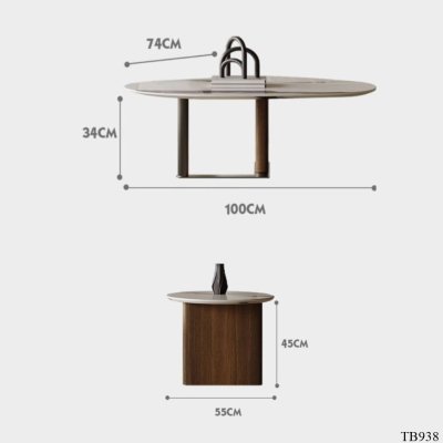 โต๊ะกลาง TB938 Dim L100xW73xH33 cm + L55xH42 cm